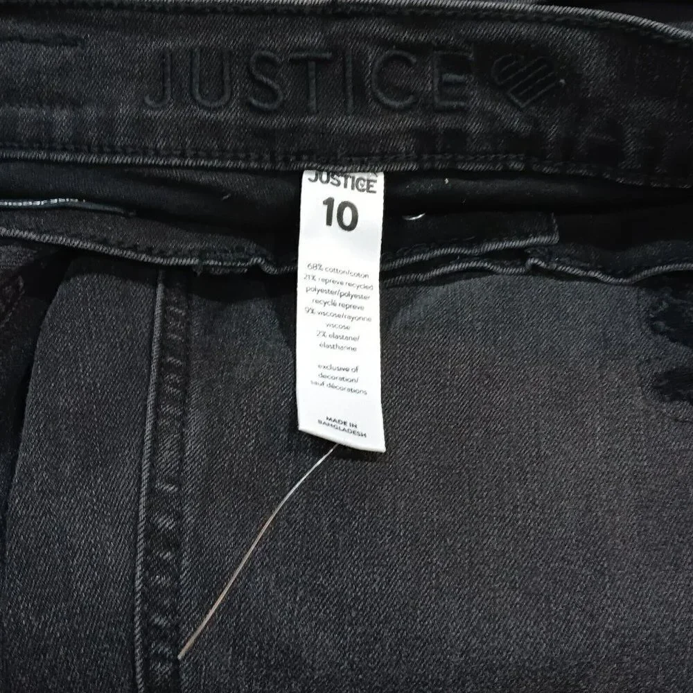 Justice Brand Fashion Jeans Size 10 Girls Washed Black‎ Fringe Hem NWT